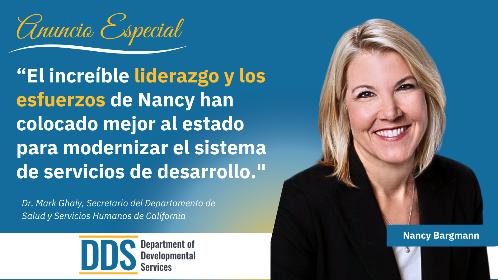 Nancy Bargmann, Directora de la DDS, anuncia su jubilación